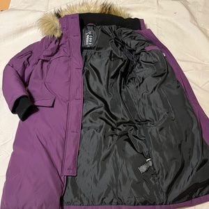 Purple duck down filled winter coat